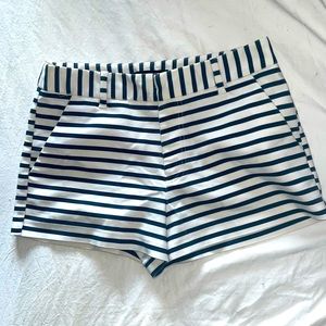 Navy blue and white striped shorts